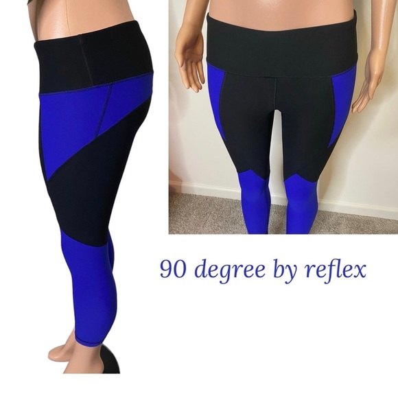 NWOT 90 Degree by Reflex Yoga Capri / Leggings, Blue and black in color,… - Picture 1 of 9